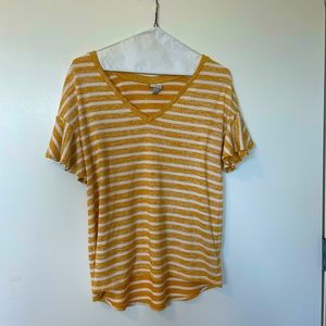 Target Yellow White Strip v neck tshirt